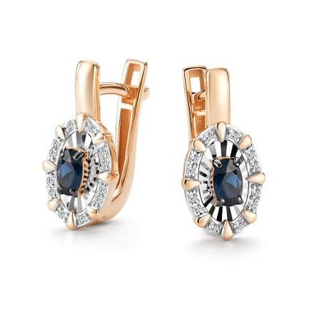 Серьги с английским замком из красного золота с бриллиантами