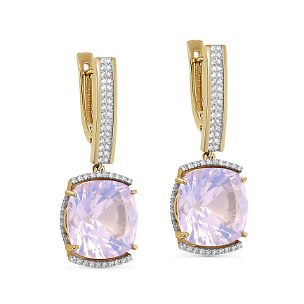 Серьги с английским замком из желтого золота с бриллиантами