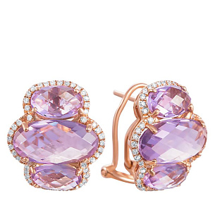 Серьги из красного золота с аметистом