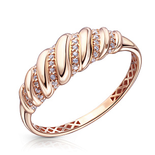 Кольцо из красного золота с фианитом