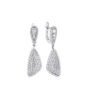 Серьги с английским замком из серебра с фианитом