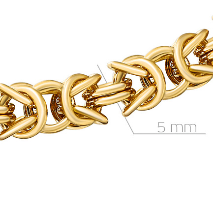 Цепь ручной работы из желтого золота, плетение византийское