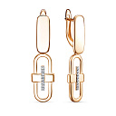 Серьги с английским замком из красного золота с фианитами