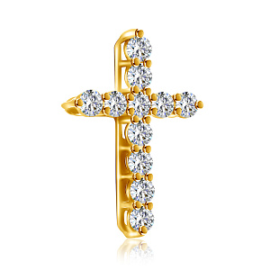 Колье из желтого золота с бриллиантами, плетение якорное