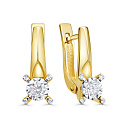 Серьги с английским замком из желтого золота с бриллиантами