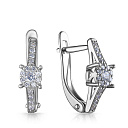 Серьги с английским замком из серебра с фианитом