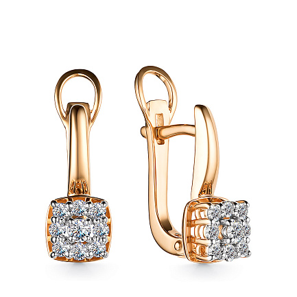 Серьги из красного золота с бриллиантами