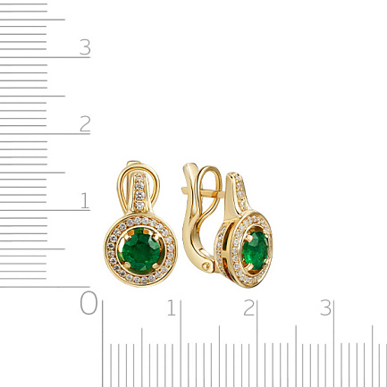 Серьги с английским замком из желтого золота с бриллиантами