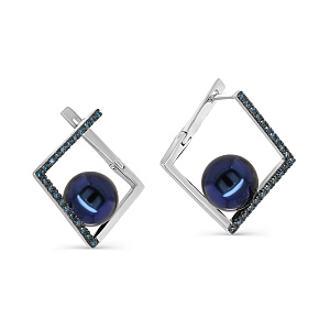 Серьги с английским замком из белого золота с бриллиантами