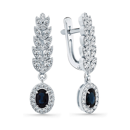 Серьги с английским замком из белого золота с бриллиантами