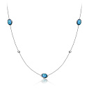 Колье из белого золота с топазом, фианитом, плетение якорное