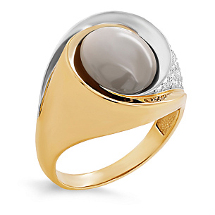 Кольцо из желтого золота с лунным камнем