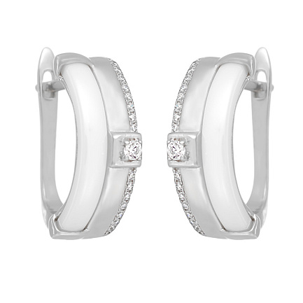 Серьги с английским замком из серебра с керамикой