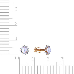 Пусеты детские из красного золота с жемчугом