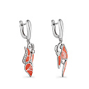 Серьги с английским замком из серебра с фианитами