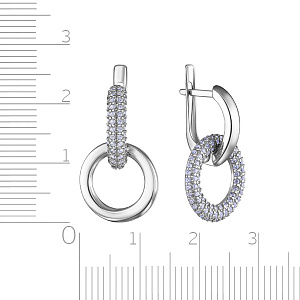 Серьги с английским замком из серебра с фианитом