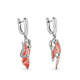 Серьги с английским замком из серебра с фианитами