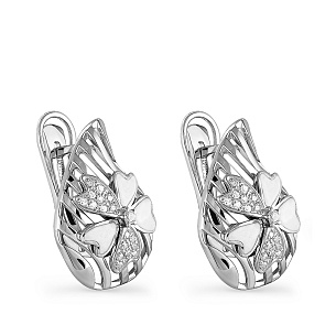 Серьги с английским замком из серебра с фианитами