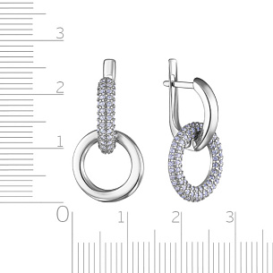 Серьги с английским замком из серебра с фианитом