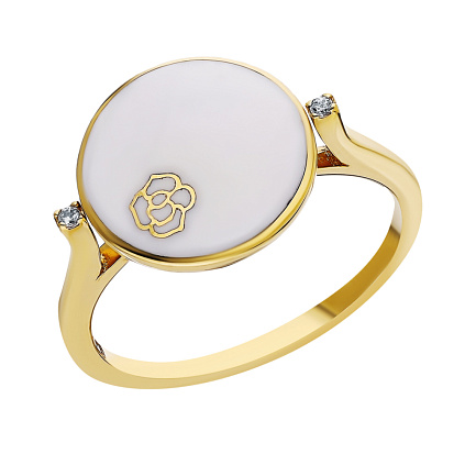 Кольцо из желтого золота с эмалью