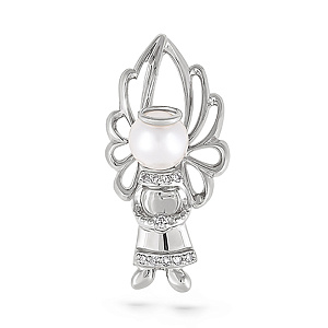 Подвеска из белого золота с бриллиантами, жемчугом