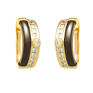 Серьги с английским замком из серебра с керамиками и циркониями