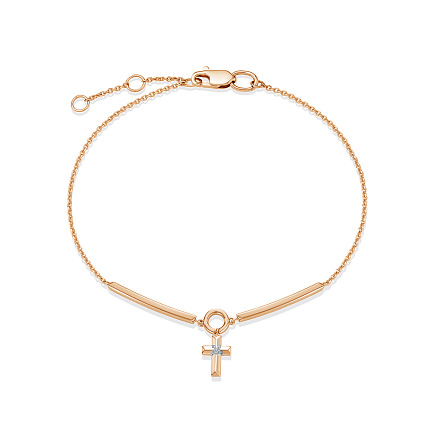 Браслет из красного золота с бриллиантом