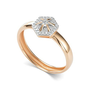 Кольцо из красного золота с бриллиантами