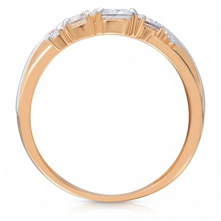 Кольцо из красного золота с фианитом