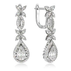 Серьги из белого золота с бриллиантом