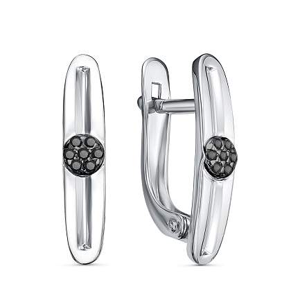 Серьги с английским замком из серебра с фианитами