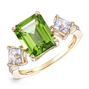 Кольцо из желтого золота с бриллиантами, топазами