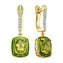 Серьги с английским замком из серебра с перидотами