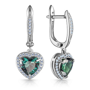 Серьги с английским замком из серебра с фианитом