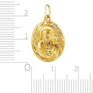 Иконка БМ Казанская из желтого золота