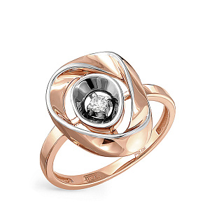 Кольцо из красного золота с бриллиантом