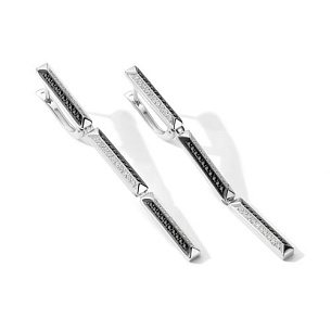 Серьги с английским замком из белого золота с бриллиантом