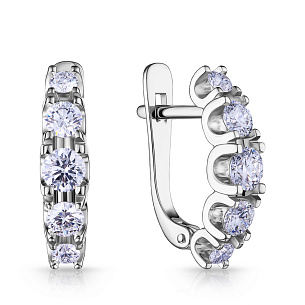 Серьги с английским замком из белого золота с бриллиантом