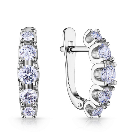 Серьги с английским замком из белого золота с бриллиантами