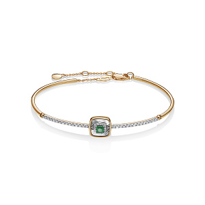 Браслет из красного золота с бриллиантами, изумрудом