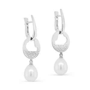 Серьги с английским замком из серебра с жемчугом