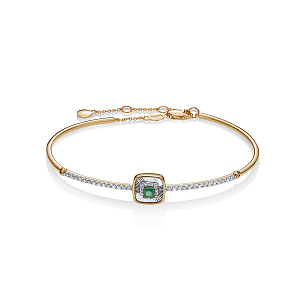 Браслет из красного золота с изумрудом