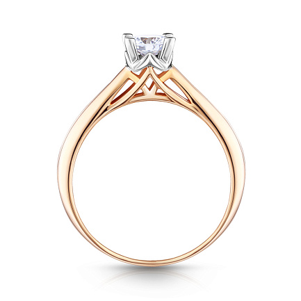 Кольцо из красного золота с фианитом