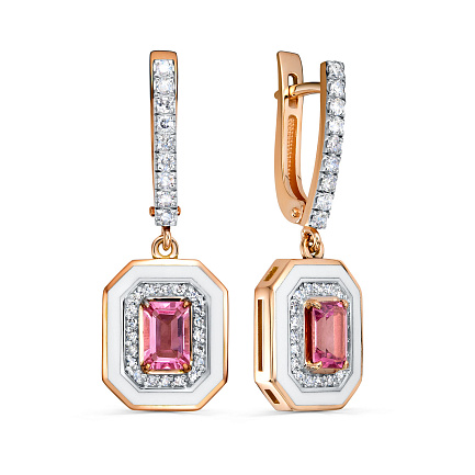 Серьги с английским замком из красного золота с бриллиантами