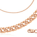 Цепь автомат из красного золота, плетение двойной ромб