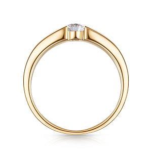 Кольцо обручальное из желтого золота с бриллиантом