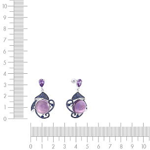 Пусеты из серебра с фианитом, стеклом