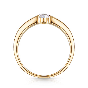 Кольцо обручальное из желтого золота с бриллиантом