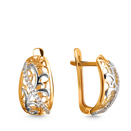 Серьги из красного золота с фианитом