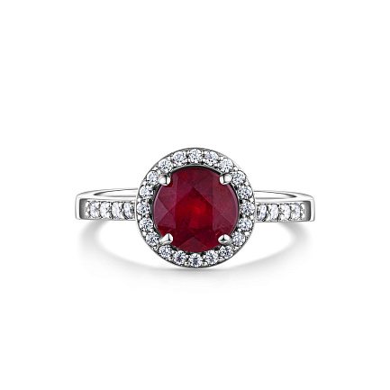 Кольцо из серебра с корундом, фианитом